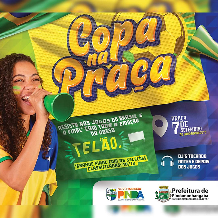 Jogos do Brasil e final da Copa do Mundo serão transmitidos na praça 7 de  Setembro em Pindamonhangaba - Vale News 2.0